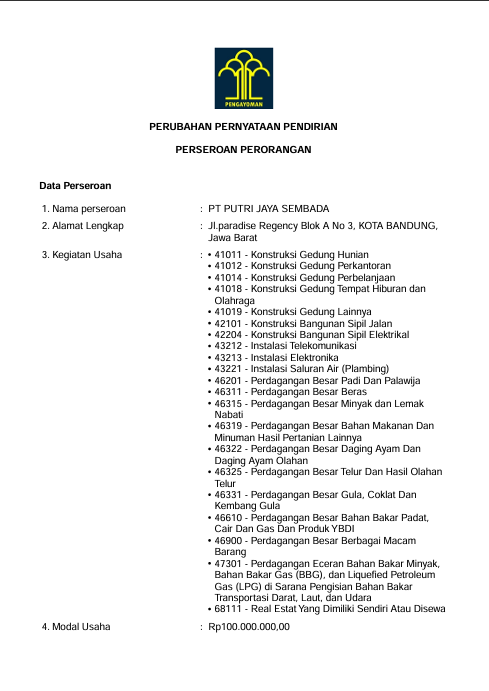 Pernyataan Perubahan